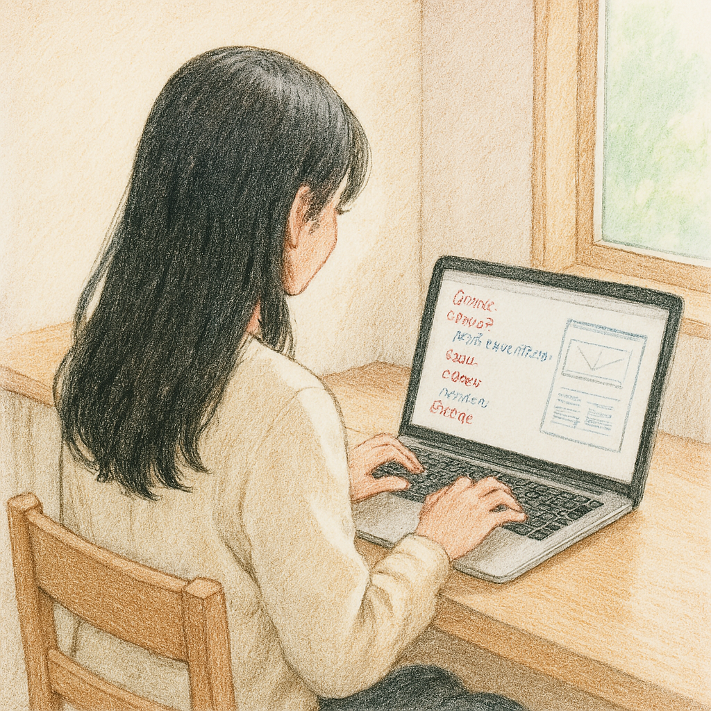 パソコンを触る女性